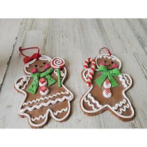 Large gingerbread ornament Xmas decor peppermint glitter sparkle unique‎ vintage